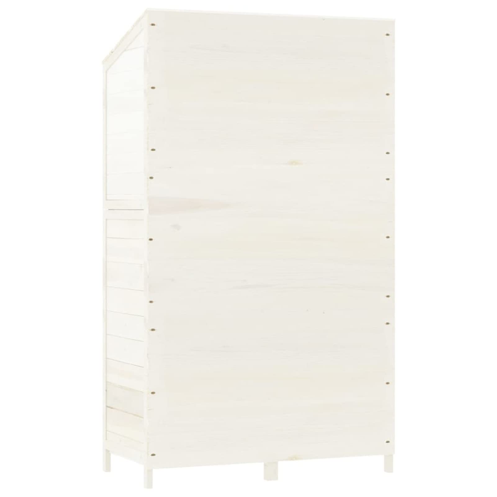 IKAYAA KAYAA Cobertizo Exterior de Madera de Abeto Armario de Exterior para Herramientas 102 x 52 x 174.5 cm, Caseta de Jardín de Madera con 2 Puertas para Almacenamiento de Herramientas Blanco