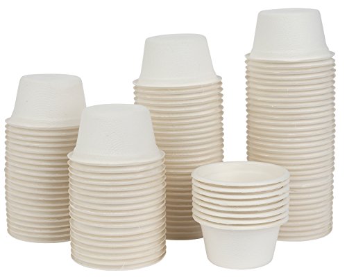 Brheez Portion Souffle Bagasse Cups - Perfect for Condiments and Samples, Compostable, Biodegradable