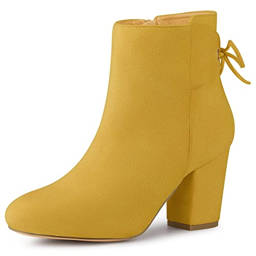 Bottes bout rond femmes Allegra K chaussures montantes à fermeture éclair noire