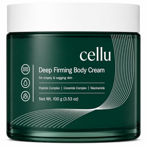 Cryvin CELLU Deep Firming Body Cream Peptide & Ceramide Body Moisturizer for Crepey & Sagging Skin Niacinamide Daily Body Care Cream for Smooth Hydrated Looking Skin 3.53 fl oz