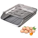 Fácil de usar: La bandeja de huevos del refrigerador viene con un horario, anote el horario para garantizar la frescura y traiga su propio horario para recordarle la frescura de los huevos.