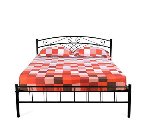 Image of Nilkamal @Home by Nimbo Metal Queen Size Bed Without Storage (Matte Finish, Black) | 1 Year Warranty