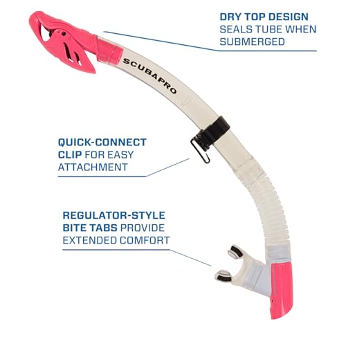 SCUBAPRO Spectra Dry Snorkel con Válvula de Purga, Tubo Corrugado Flexible, Boquilla Estilo Regulador y Clip de Conexión Rápida miniatura 4