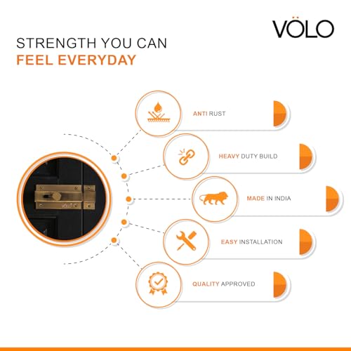 Image of VOLO Heavy Duty Door Lock Baby Latch for Home & Office Doors | Door Latch /Chitkani | Aluminum Ingot Build | Waterproof & Rust Resistant | 1 Year Warranty |1 Piece with Screws (Antique, 5 Inch)