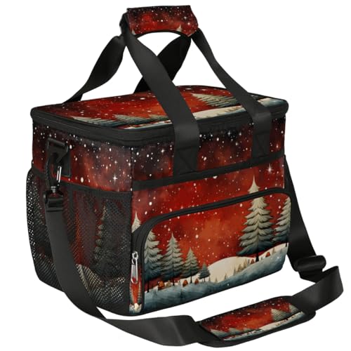 Insulated Picnic Backpack Lunch Box for Women Men Picnic Basket Tote Lunch Bag Picnic Bag Portable Lunch Bags for Picnic, Beach, Work, Trip,Office, Camp Christmas Pine Landscape