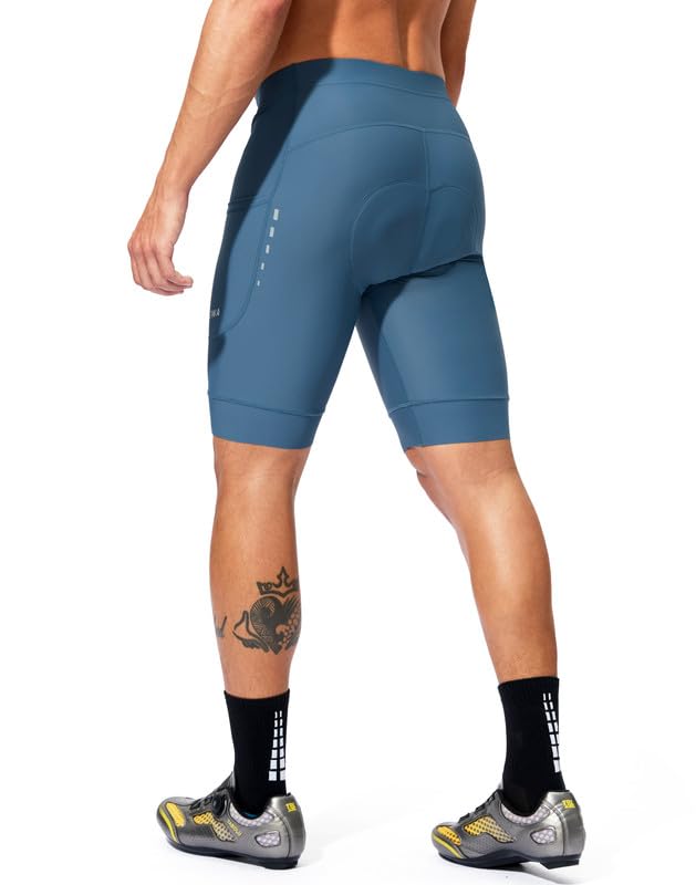 Bikewa Padded Bike Shorts for Men 4D Cycling Road Riding Biking Padding Bicycle Shorts with Phone Pockets