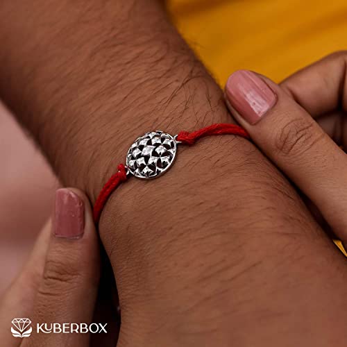 Image of KuberBox Men's Silver Rakhi, Sayukta Mesh, Bracelet for Raksha Bandhan For Brother