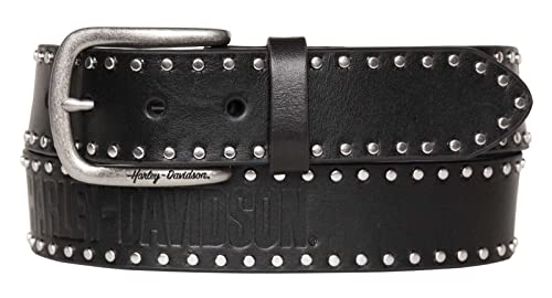 Harley-Davidson Women's H-D Script & Studded Genuine Leather Belt - Black