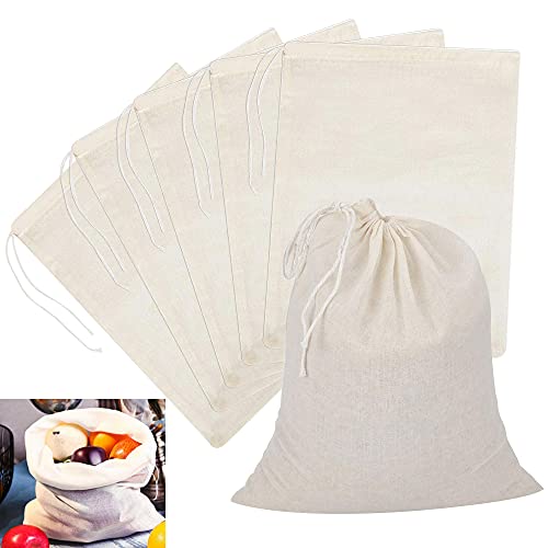 6 Stück Muslin Taschen Baumwolle 40 * 50CM Käsetuch Siebbeutel Ungebleichtes Baumwollgewebe Musselin Sieb Beutel Musselintuch Baumwoll Siebbeutel Filtertuch Wiederverwendbare Gemüsebeutel für Kochen