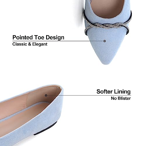 Dear Time Women's Pointed Toe Flat Shoes Rhinestone Chain Ballet Flats Dress Comfortable Loafers for Office Work4
