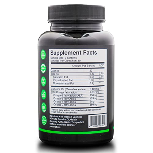 Unlimited Nutrition Group Ung Promega Omega 3 6 7 9 Supplement Plant Based Fish Oil Replacement Sustainable Premium Camelina Oil - Supports Heart, Brain, Immune Health 800Mg 90 Soft-Gel Capsules #TOP2
