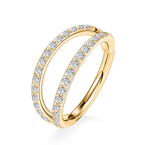 AROWRO Helix Rook Lobe Earrings 16G 8mm 10mm 316L Surgical Steel 3Pcs Double Triple Open Stack Sleeper Earring Daith Cartilage Tragus Piercing Jewelry Septum Clicker