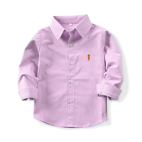 Image of OCHENTA Boys' Long Sleeve Button Down Cute Rabbit Casual Dress Easter Shirt