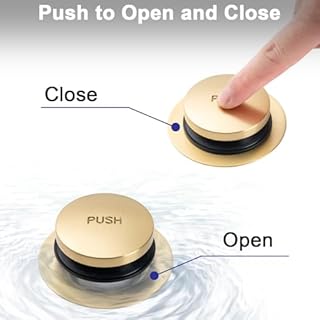 BOOMIBOO Bathtub Drain Tip-Toe Trim Set with Two-Hole Overflow Faceplate, Bath Tub Drains Conversion Kit with Universal Fine/Coarse Thread, Replacement Bathtub Drain Stopper Assembly, Brushed Gold