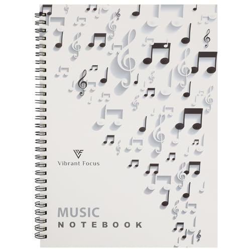 Vibrant Focus Manuscript Paper, Blank Staff Paper Sheet Music Composition Notebook Piano Accessories, 100 Pages 10 Staves (Music composition notebook)