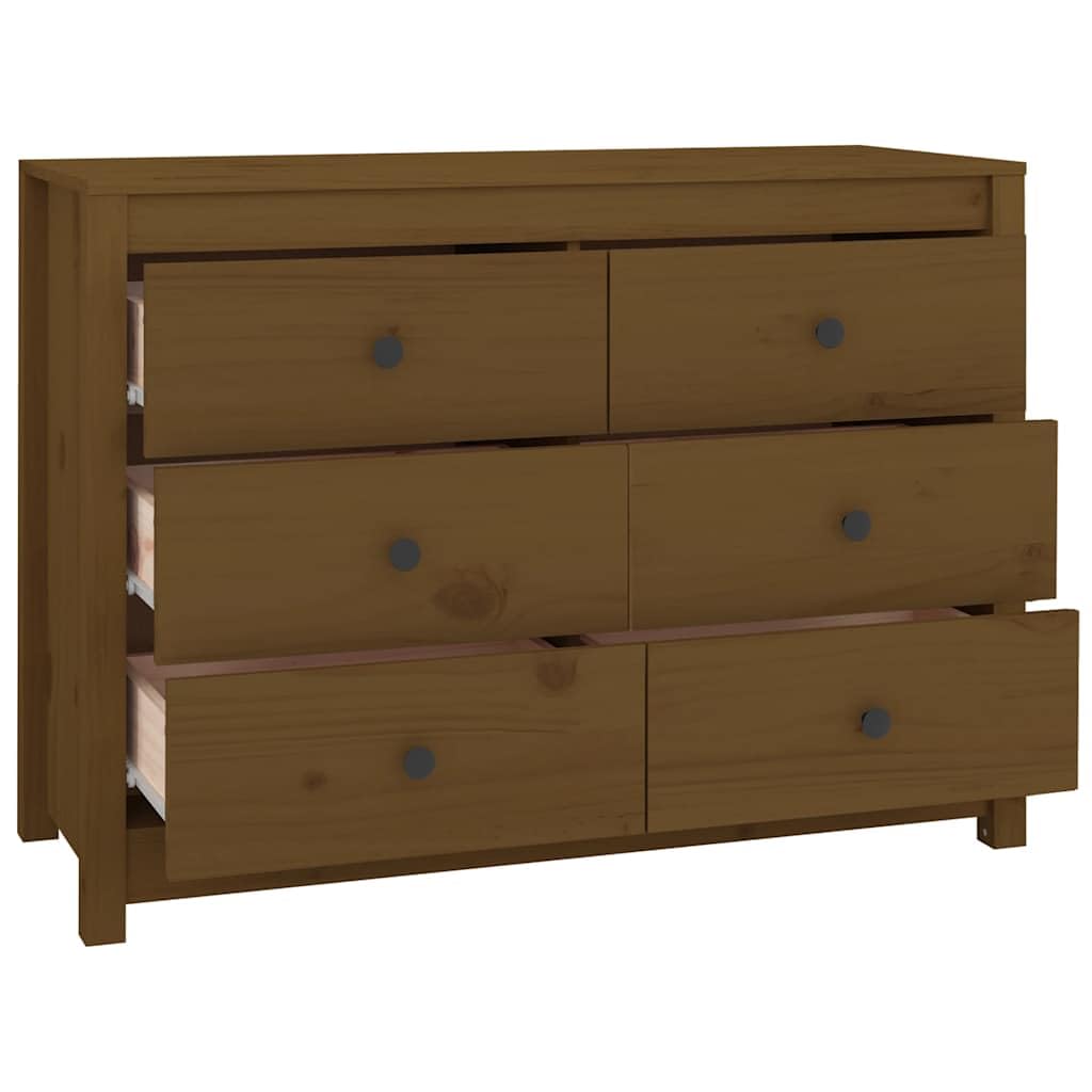 Genérico Armario lateral 100 cm Madera pino macizo, Marrón Miel | Cajones espaciosos, parte superior resistente, fijación de pared incluida, manual de montaje incluido