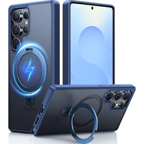 TORRAS Magnetic Stand for Samsung Galaxy S25 Ultra Case, [Fit for Magsafe] [Military Grade Drop Tested] Ring Shockproof Translucent Slim Protective Phone Case for Samsung S25 Ultra Case Osta