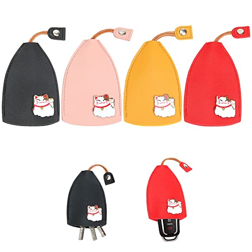 Housse de Protection pour Clé de Voiture, 4 pièces Étui à clés en Cuir, Porte-clés Coulissant pour Clé, Housse de clé de Grande Capacité, Peut Contenir 5 à 8 Ordinaire Clés, Pour Clés de Voiture Cover