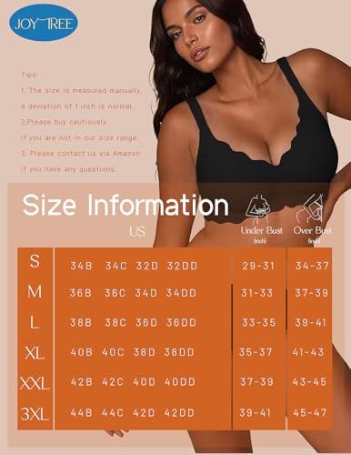 Image of JOYTREE Silky Bras for Women No Underwire V Neck Bralettes for Women Cloud Feel Everyday T Shirt Bra with Extender