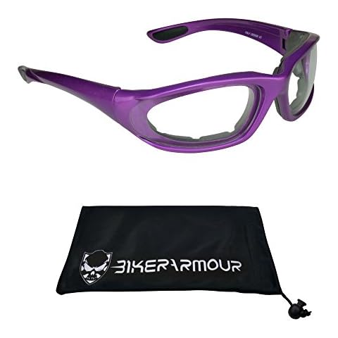 Bikershades Purple Frame Motorcycle Safety Night Glasses SMALL for Women and Girls Cover