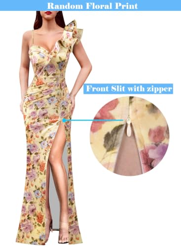 Image of VFSHOW Womens Ruffle One Shoulder Formal Prom Gala Maxi Dress Evening Gown