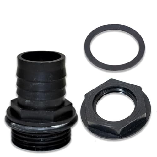 1” BSP 1-Stepped Hosetail & Threaded Backnut – for Flexible Hose (25mm ID) | Barbed Hose Fitting | Multi Hose Adaptor | Corrugated Pond Pipe | Supplied with Sealing Washer & Backnut