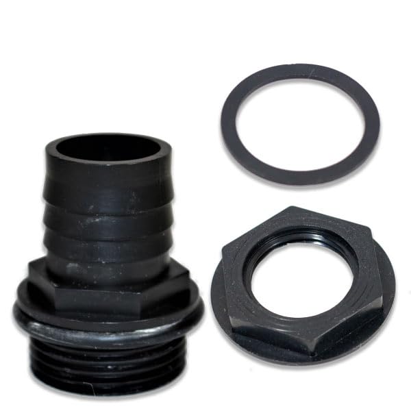 1” BSP 1-Stepped Hosetail & Threaded Backnut – for Flexible Hose (25mm ID) | Barbed Hose Fitting | Multi Hose Adaptor | Corrugated Pond Pipe | Supplied with Sealing Washer & Backnut — image 1