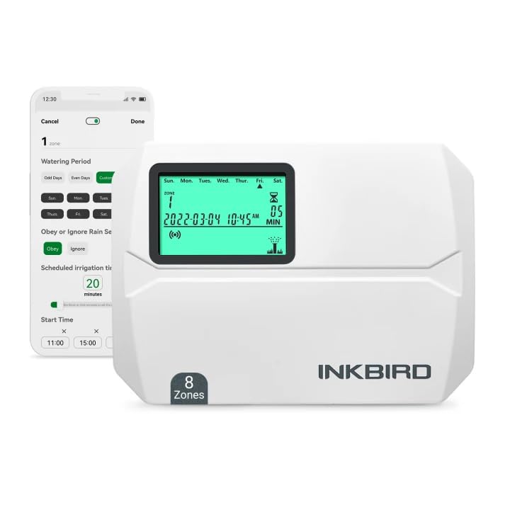 Inkbird IIC-800 Centralina Irrigazione WiFi 8 Zones,Sistema di Irrigazione Automatica per Giardino,Timer Irrigazione Memoria Non Volatile Integrata,Supporto Sensore Pioggia,OTA Aggiornamento