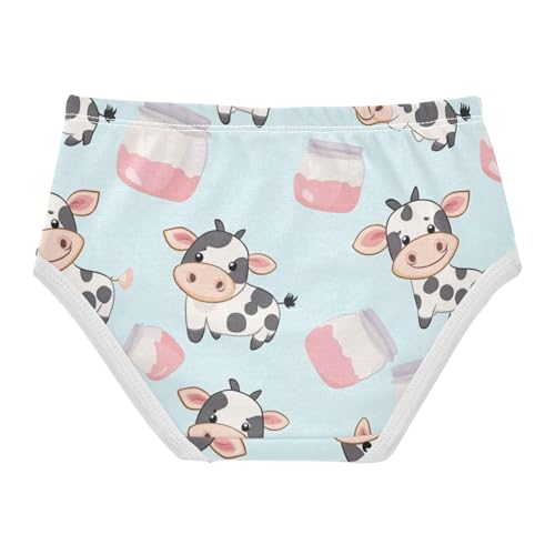 Wusikd Cute Cow Milk Girls' Underwear Cotton Cartoon Girls Briefs Soft Toddler Underwears 2T2