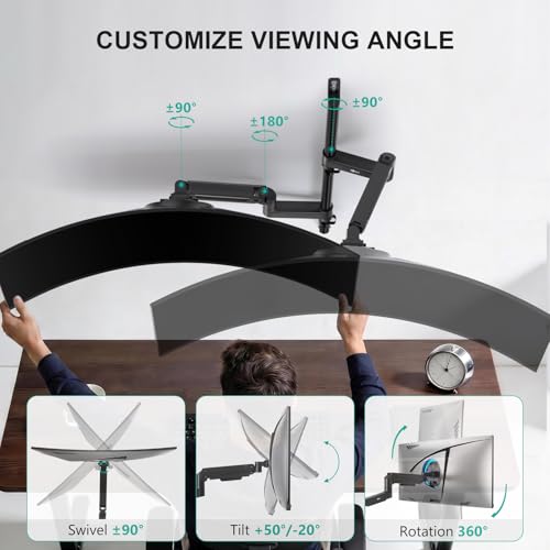 Image of WALI Vertical Dual Monitor Wall Mount for 13-49 inch Screens, Heavy Duty Stacked Dual Monitor Stand for Wall, Adjustable Ultrawide Monitor Arm Wall Mounted, Holds up to 44 lbs (GSWM002-P), Black