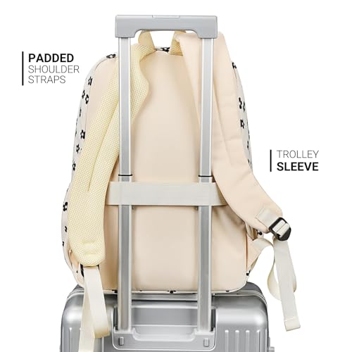 Image of ZORFIN 26L Backpack for College, and Travel: Corduroy Bookbag - Floral