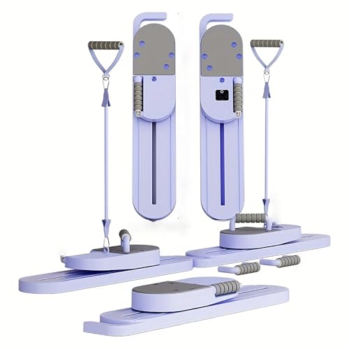 Multifunctional ski machine for core and leg workouts, featuring adjustable resistance bands and a compact design, ideal for women's fitness routines.