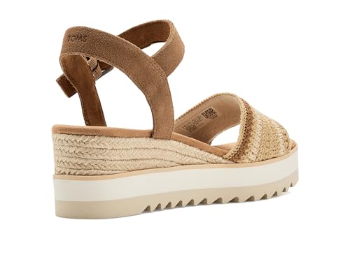 Image of TOMS Women's Diana Wedge Heel Sandal, Leather Upper, Rope-Wrapped Midsole, Adjustable Strap, Buckle, OrthoLite Insole