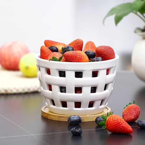 Eniia 0001 Ceramic Berry Basket,Round Fruits Bowl thumb #1