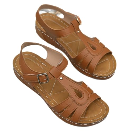 Sandalias planas de mujer para caminar en verano con soporte de arco ergonómico
