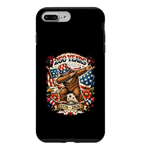 USA Anniversary 250 Dabbing Bigfoot 250th America 7��4�� �X�}�z�P�[�X iPhone 7 Plus/8 Plus �p
