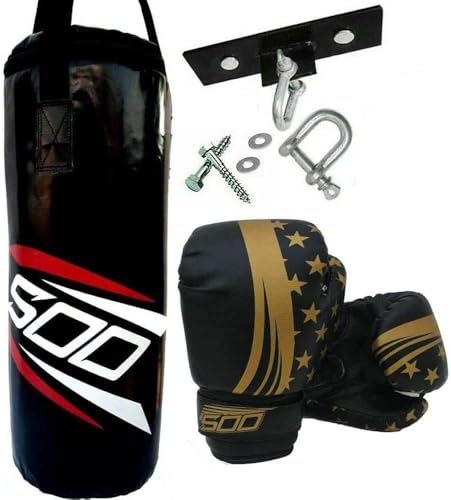 Juego de saco de boxeo para niños, kit de saco de boxeo sin relleno con guantes, almohadillas y gancho para colgar en el techo, saco de boxeo resistente para artes marciales mixtas, entrenamiento