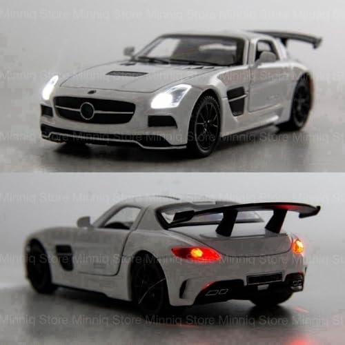 Image of 1 /32 Merceedes Benz SLS AMG GT Future Model Car - Exclusive Alloy Metal Pullback Toy with Openable Doors, Lights, and Music for Kids (1:32 Merceedes SLS- White)