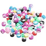 GRIRIW 100 Cuentas Sueltas de Cerámica Tai Chi Yin Yang para Manualidades Cuentas, Ideales para Hacer Joyas y Pulseras DIY