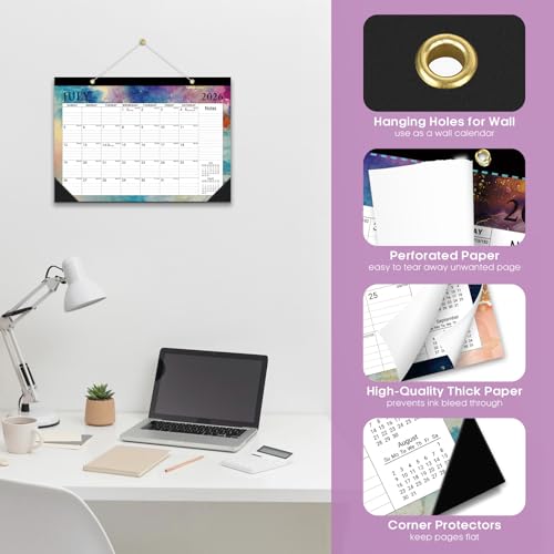 Image of 3 Pack of Desk Calendar 2026-2027, 18-Month Calendar Runs from July 2026 to December 2027, Large 17 inch x 12 inch Monthly Desktop & Wall Calendar for Home & Office - Gilded Elegance