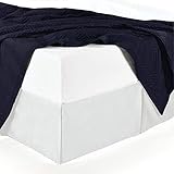 Sheetsnthings Microfiber Bed Skirts (14 inch Drop) -Full Size, Solid White- Pleated Tailored Bedskirts with Split Corners