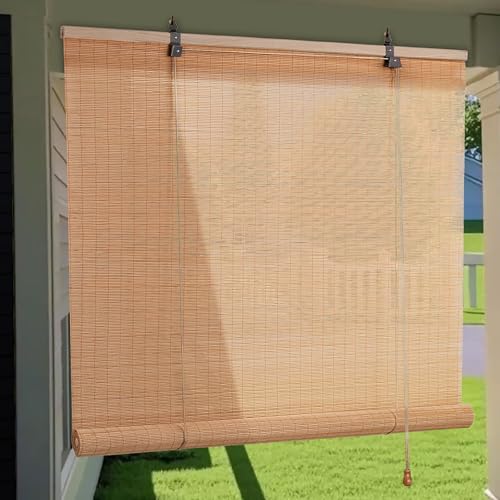 Bamboo Roller Shades Roman Shades for Window: Bamboo Blinds for Interior Windows and Outdoor...