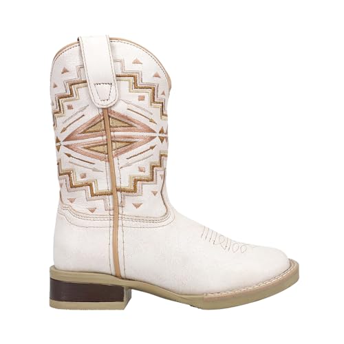 Roper Girls Monterey Aztec (Toddler/Little Kid) Western Boot, White, 2