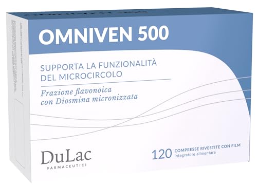 DuLàc, Diosmin Omniven 500, Complemento Alimenticio a Base de Diosmina y Hesperidina para Piernas Pesadas e Hinchadas, Microcirculación y Varices, 80 Comprimidos