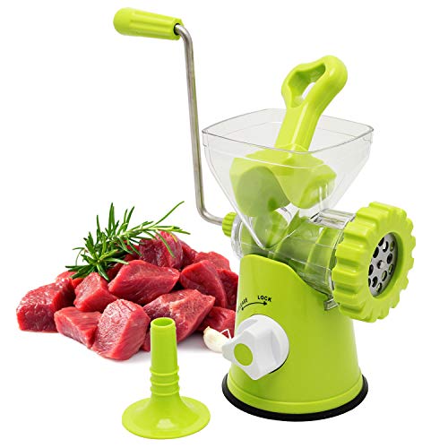 Huanyu Household Manual Enema Machine Sausage Stuffer Meat Grinder Hand-Rolling Spice Mincer for Meat, Pepper, Peanut, Cookies, etc (with Accessory B)