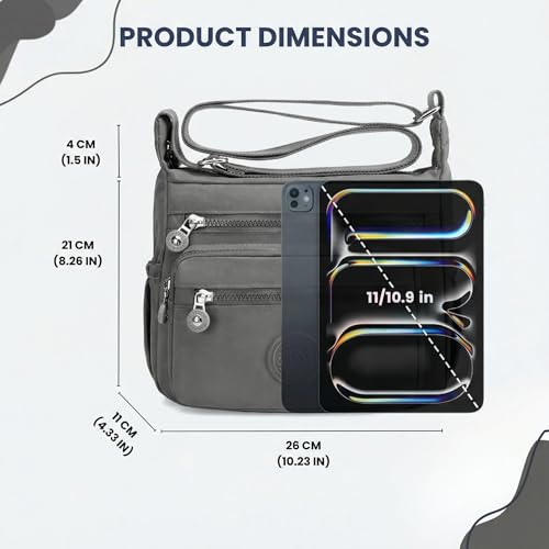 Image of TS WITH TECHSUN Women's Crossbody Sling Bag For Everyday Use, Nylon Shoulder Bag with Zipper Pockets, Adjustable Strap, Water Resistant Handbag for Travel, Shopping