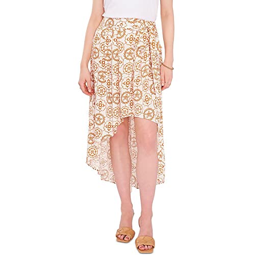 Vince Camuto Womens A-Symmetrical Printed High-Low Ivory L