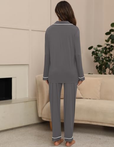 Image of ZMJ Womens Pajamas Sets 2 Piece Long Sleeve and Pant Pj Sets Button Up Sleepwear