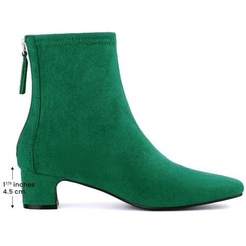 Allegra K Allegra K Women's Square Toe Ankle Boots Chunky Low Heels Emerald Green Boots 7 M US