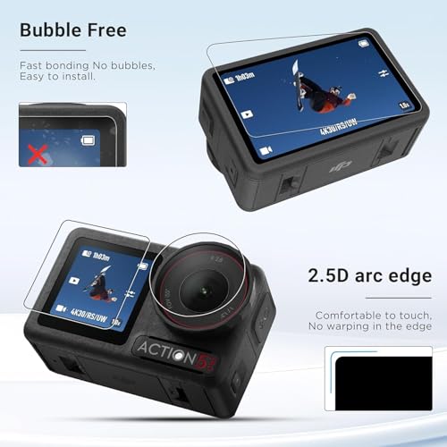 Image of ADOFYS Action Camera Accessories for DJI Osmo Action 5 Pro with Waterproof Case + Ultra Clear Tempered Glass Screen Protector + Lens Protector + HD Front Display Lens Protector + Silicone Rubber Case